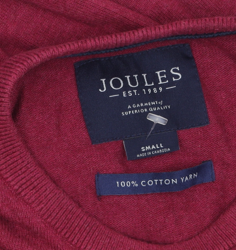 Joules Men's Red Cotton Crew Neck Pullover Jumper Size S