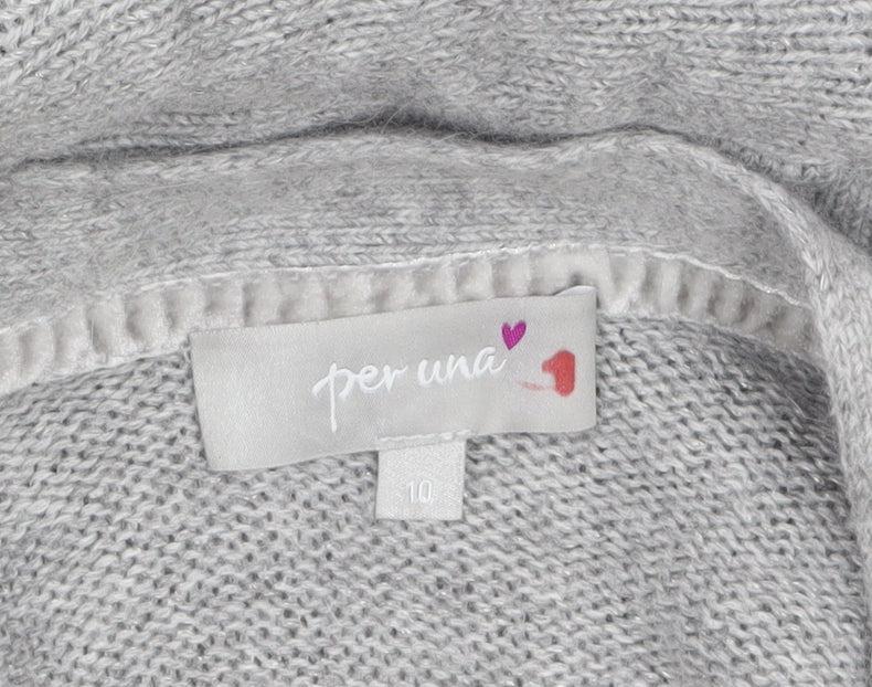 Marks & Spencer Per Una Women's Grey Cardigan Size 10 Knit Long Sleeve
