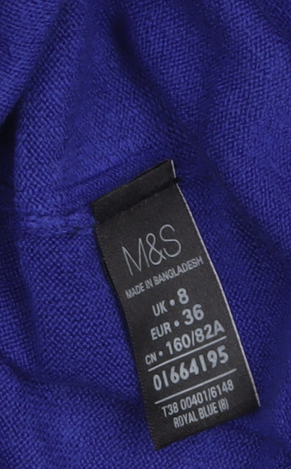 Marks & Spencer Women’s Blue Cowl Neck Tunic Jumper Size 8