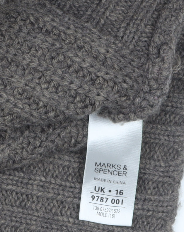 Marks & Spencer Women Brown Roll Neck Short Sleeve Tunic Jumper Size 16
