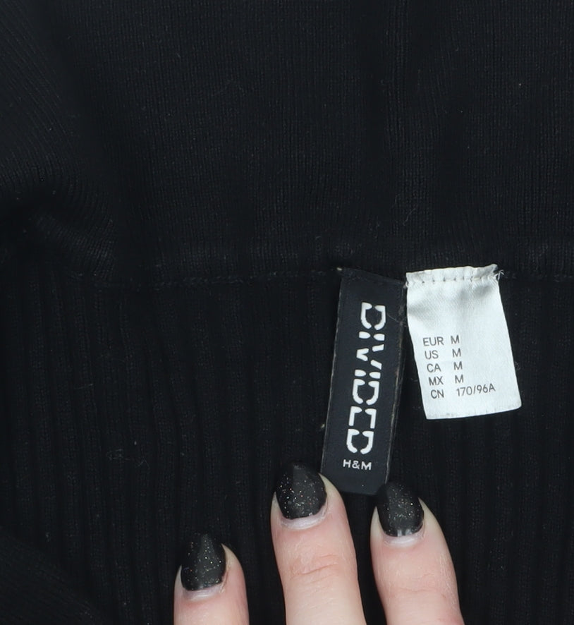 H&M Divided Women's Black Collared Ribbed Pullover Jumper Size 12