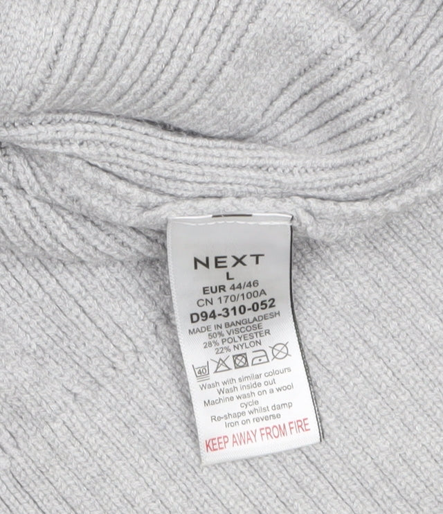 NEXT Womens Grey Ribbed Knit Relaxed Pullover Jumper L