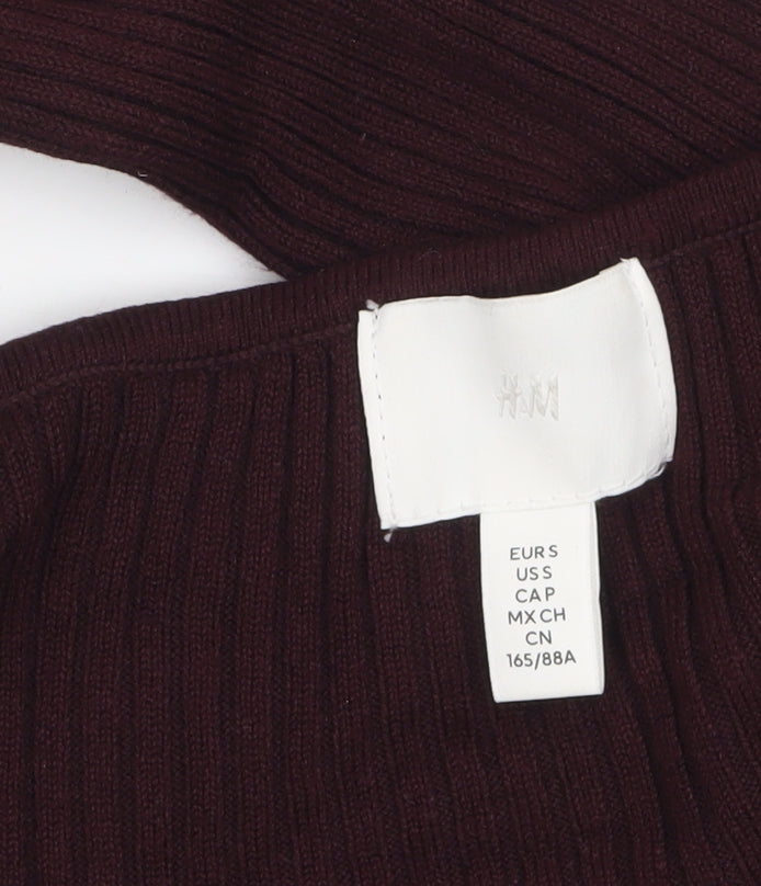 H&M Women Burgundy Knit Long Sleeve Pullover Jumper Size S