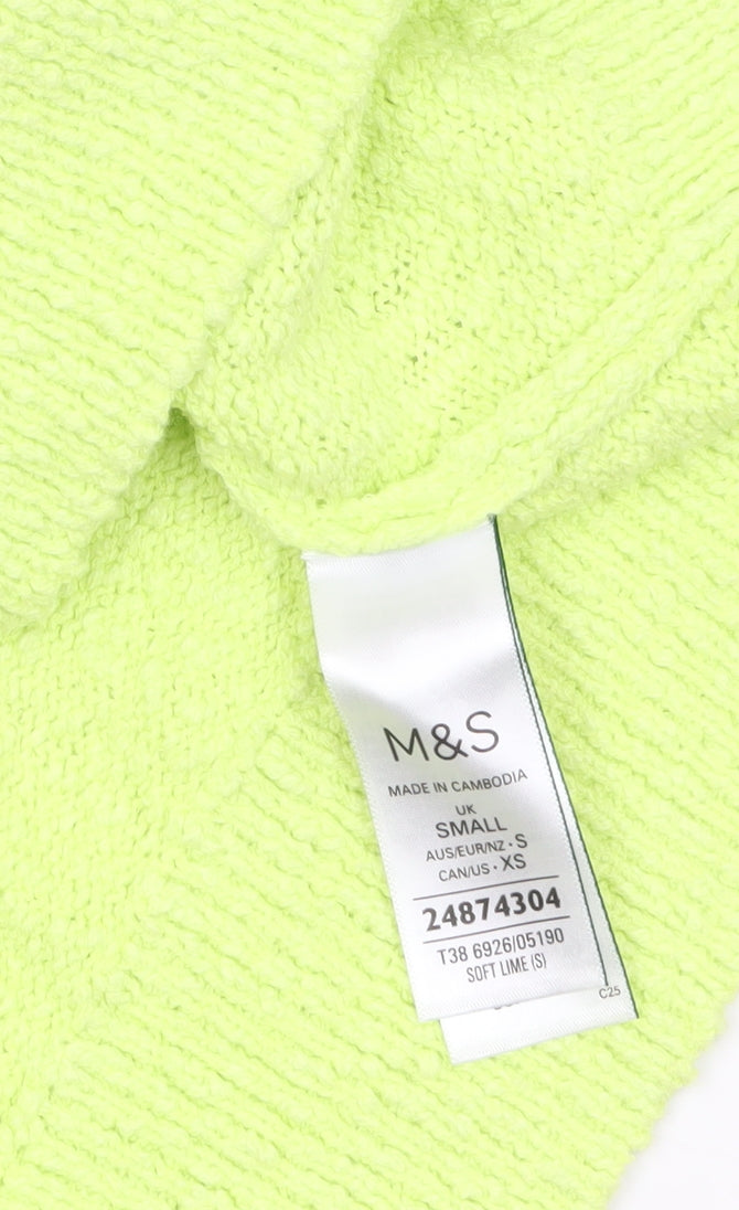 Marks & Spencer Women’s Green Knit Short Sleeve Bow Blouse Size S