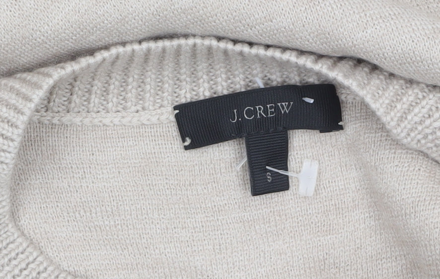 J.Crew Women's Beige Sequin Embellished Crew Neck Wool Blend Jumper Size S