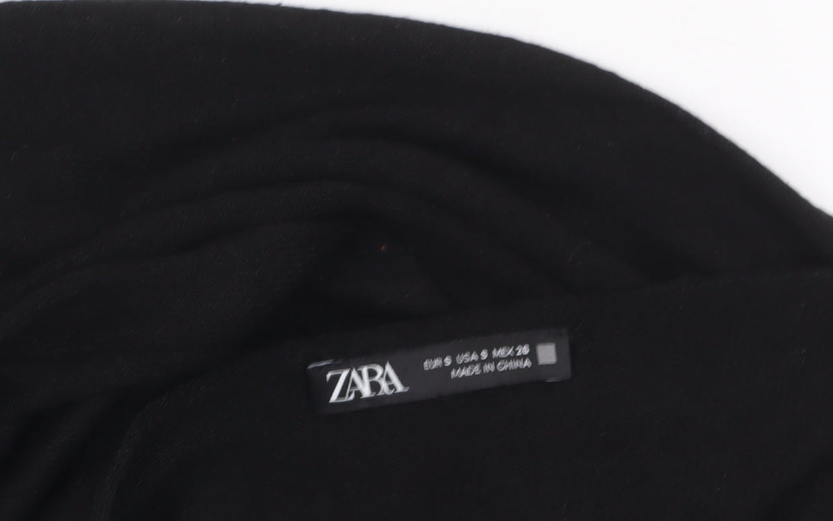 Zara Women Black Viscose Beaded Sleeve V-Neck Jumper Size S