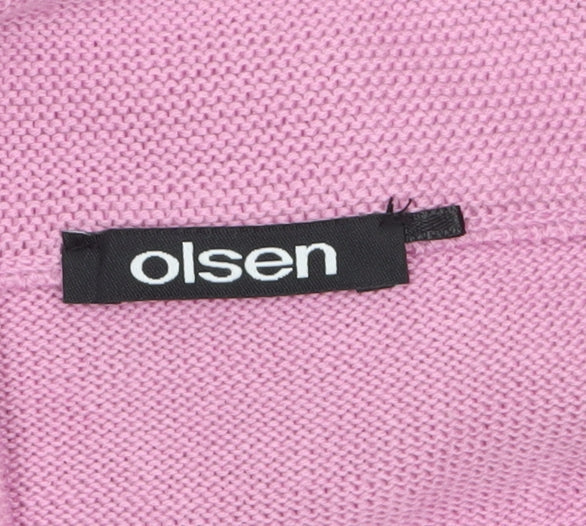Olsen Women's Pink Full Zip Cotton Acrylic Jumper Size 16