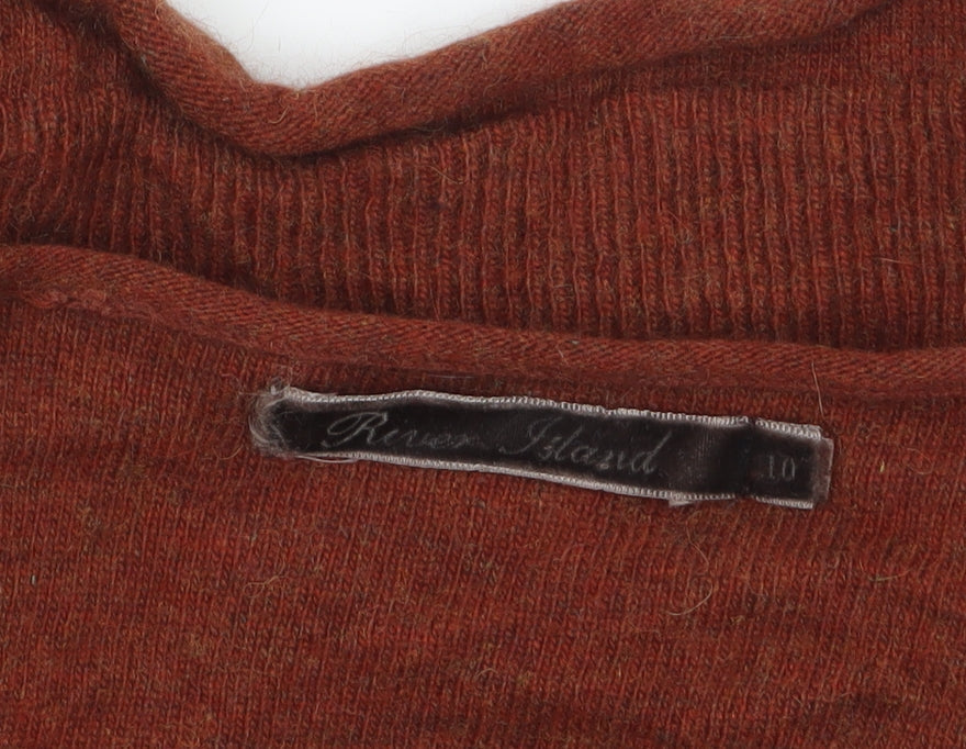 River Island Women Brown Angora Wool Blend Long Sleeve Cardigan Size 10