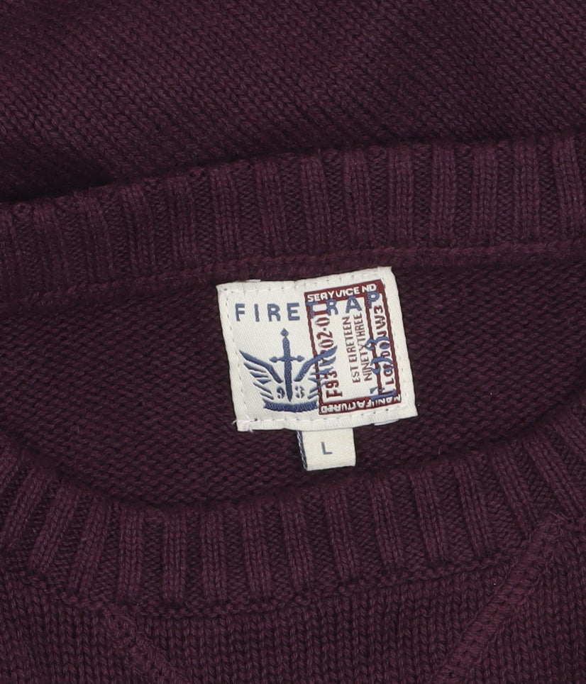 Firetrap Men's Purple Cotton Crew Neck Jumper Size L