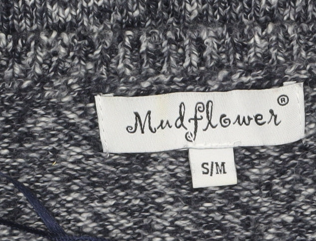 Mudflower Womens Grey Polka Dot Chunky Knit Jumper S Long Sleeve