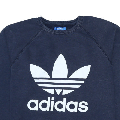Adidas Men's Blue Crew Neck Logo Pullover Sweatshirt Size S