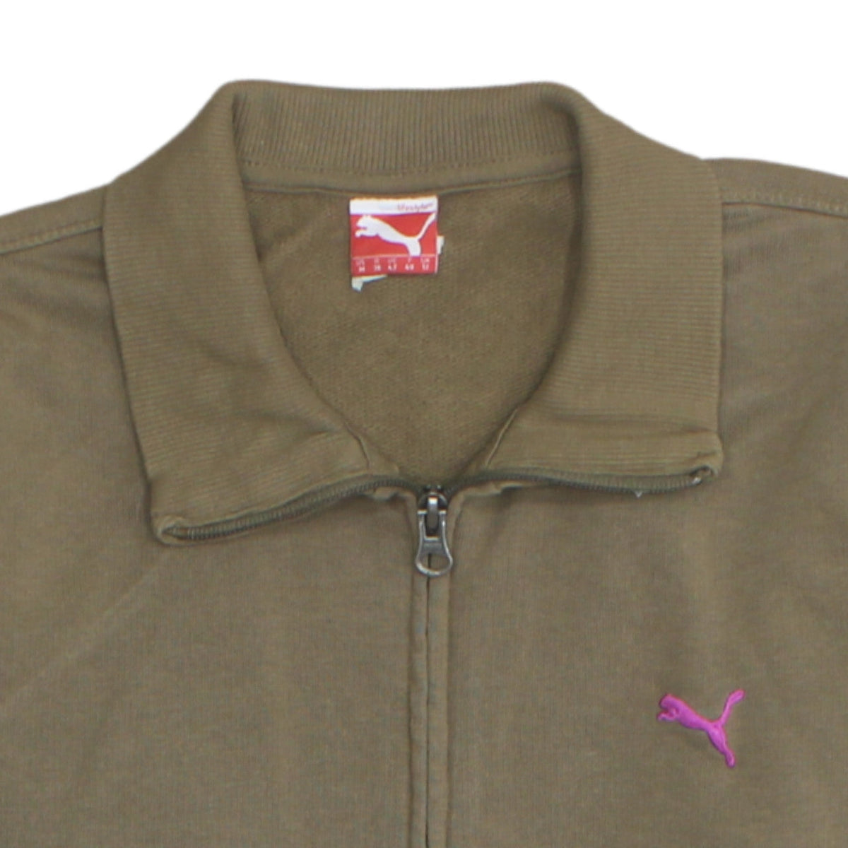 Puma Women's Brown Track Jacket Size 12 Full Zip Cotton Blend