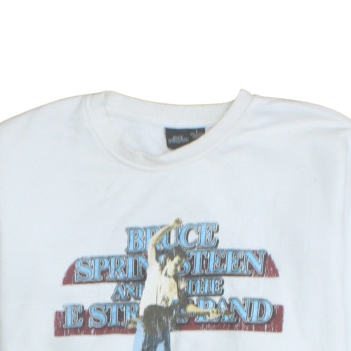 Bruce Springsteen White Women's L Sweatshirt Crew Neck Vintage Band Print