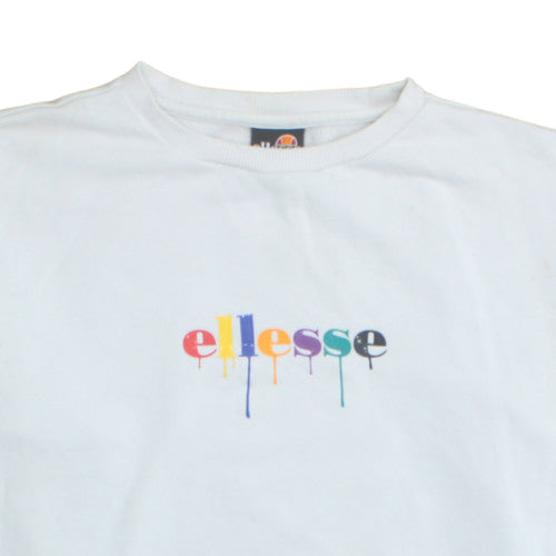 Ellesse Men's White Pullover Sweatshirt M Retro Logo Fleece