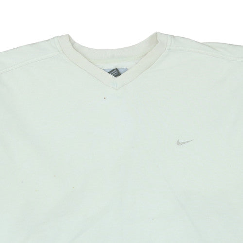 Nike Men's White V-Neck Pullover Sweatshirt XL Fleece Sportswear