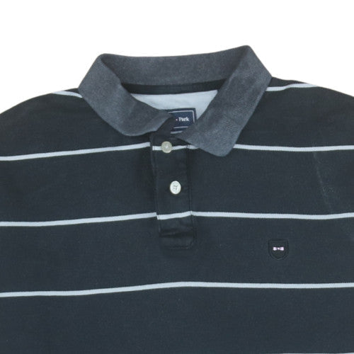 Eden Park Men's Black Striped Long Sleeve Polo Shirt Size L