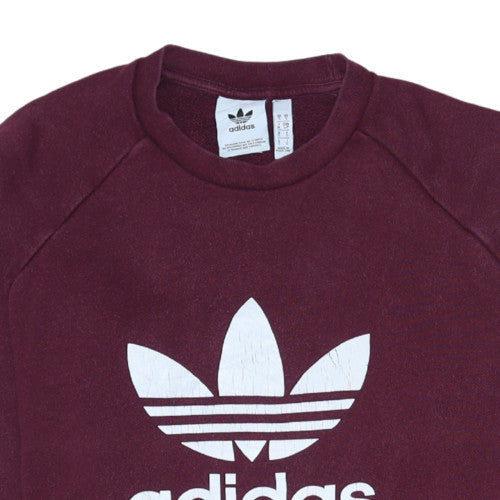 Adidas Men's Red Crew Neck Logo Sweatshirt Size S
