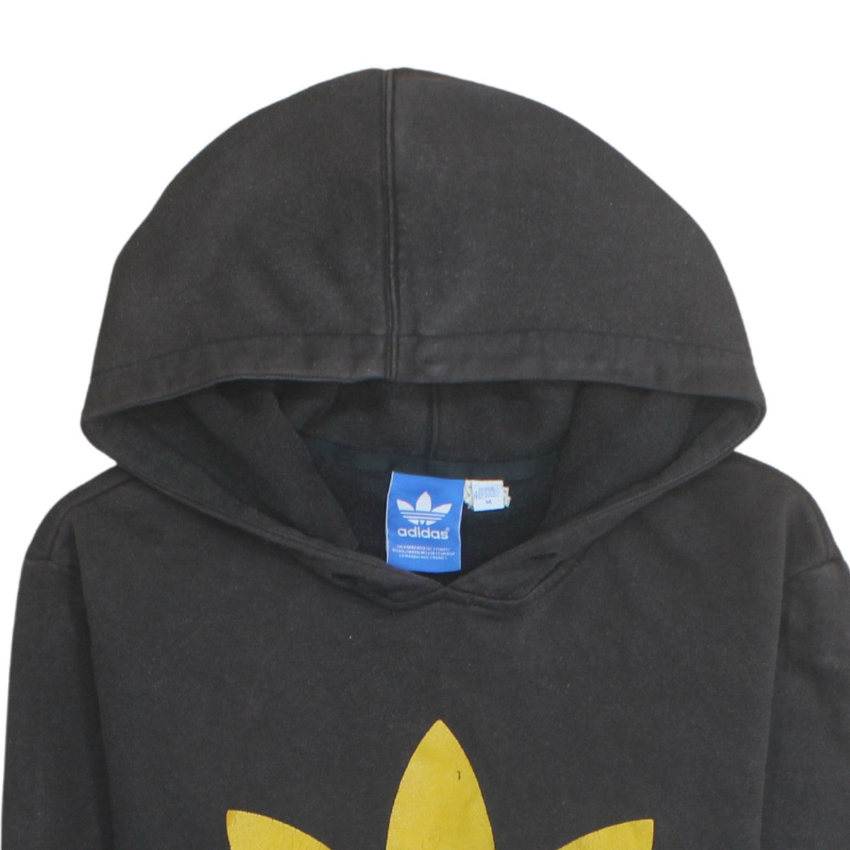 Adidas Men's Black Gold Logo Pullover Hoodie Size M