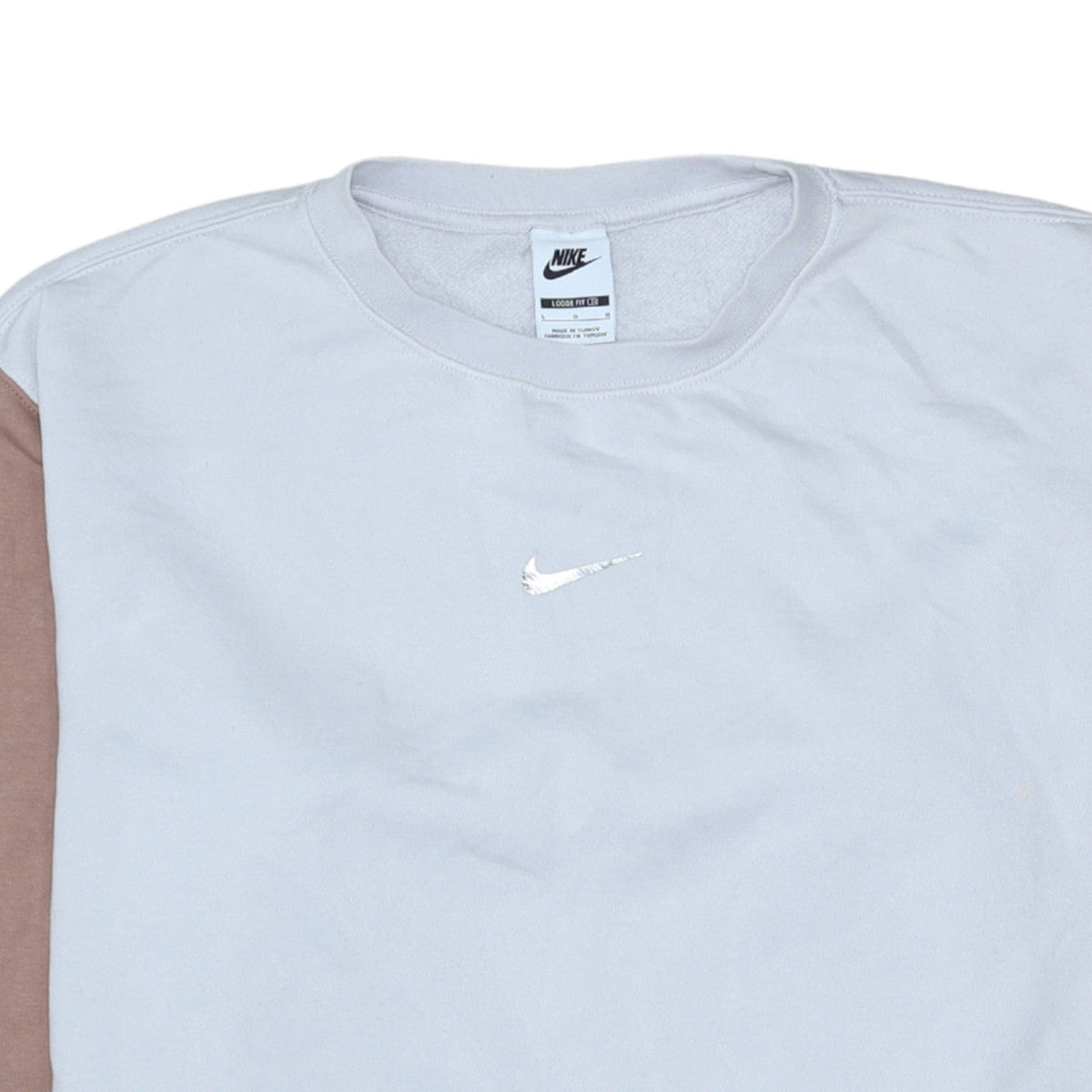 Nike Women’s Beige Colourblock Sweatshirt Size L Loose Fit