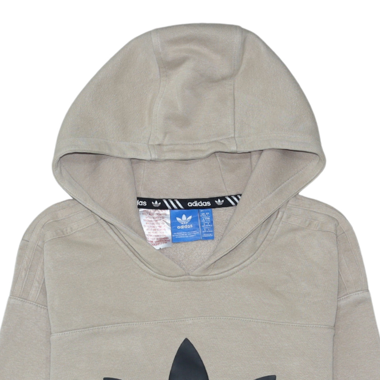 Adidas Boys Beige Pullover Hoodie 13-14 Years Logo Fleece Sweatshirt