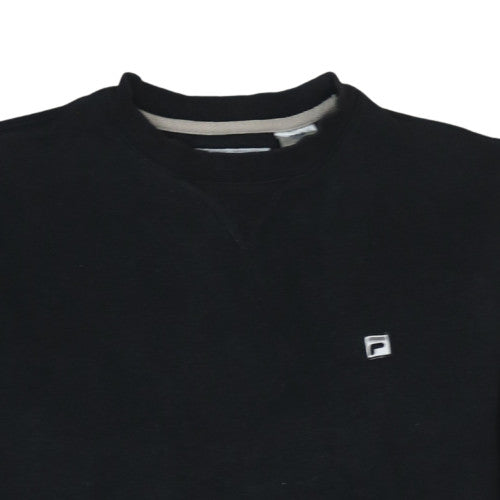Fila Mens Black Crew Neck Fleece Sweatshirt M Pullover Sportswear