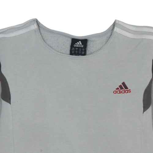 Adidas Womens Grey Crew Neck Pullover Sweatshirt Size 14