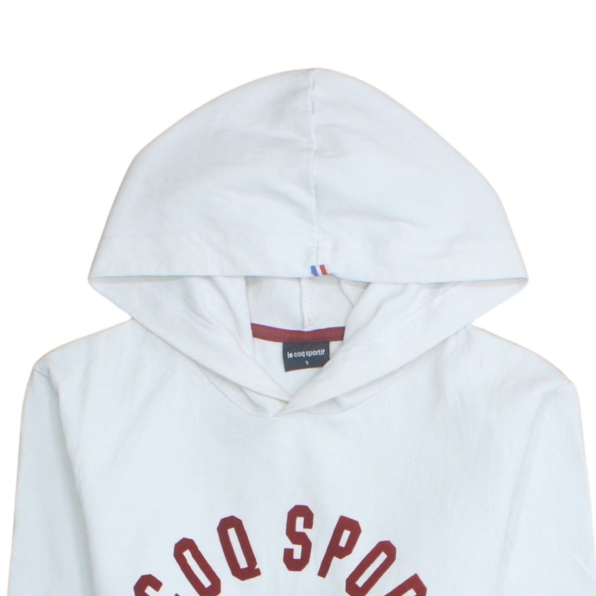 Le Coq Sportif Men's White Pullover Hoodie Small Graphic Print