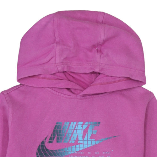 Nike Womens Pink Pullover Hoodie L Graphic Logo Cotton Blend