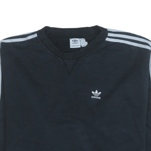 Adidas Womens Black Crew Neck Sweatshirt Size 10 Regular Fit