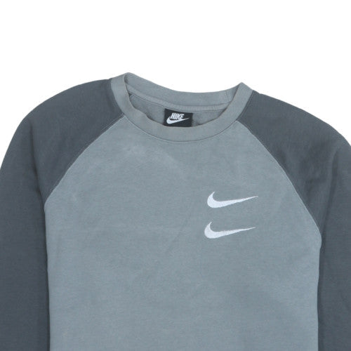 Nike Men's Grey Crew Neck Logo Sweatshirt Medium Cotton Blend