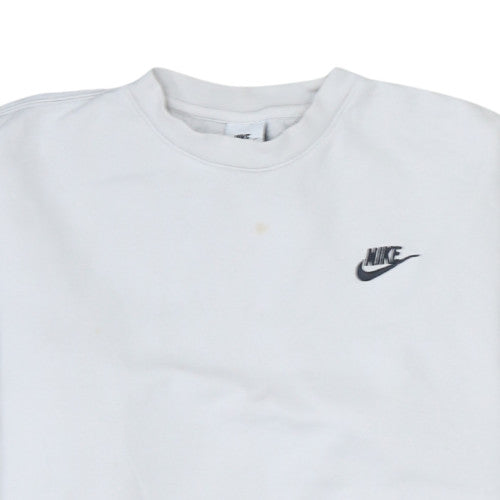 Nike Womens White Small Crew Neck Pullover Sweatshirt