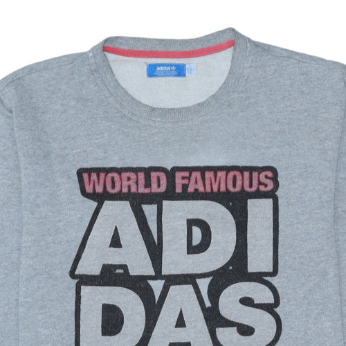 Adidas Originals Mens Grey Graphic Print Crew Neck Sweatshirt L