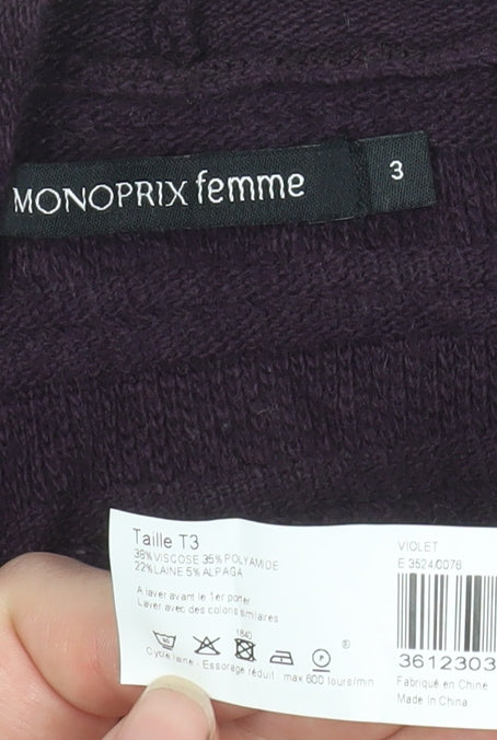 Monoprix Femme Women's Purple Knit Open Cardigan Size 14