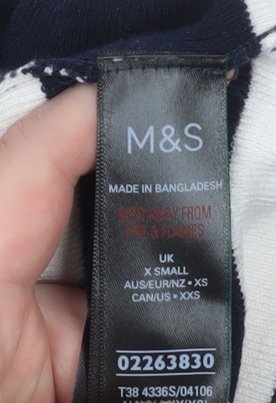 Marks & Spencer Women’s Blue Striped Crew Neck Lightweight Jumper XS