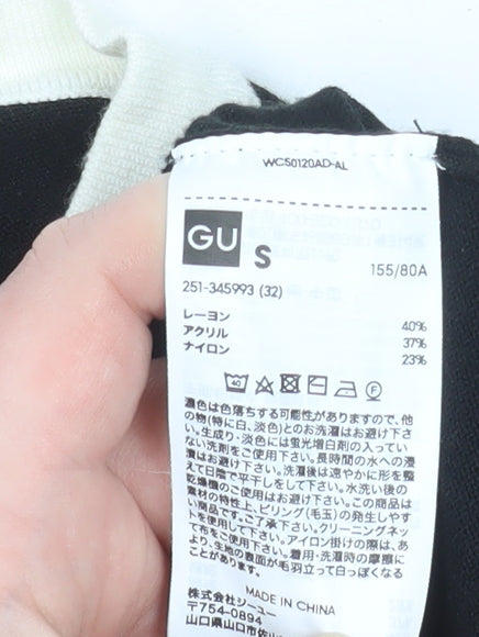 GU Women’s Black & White Cardigan S Regular Knit Classic Style
