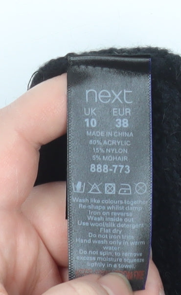 Next Womens Black Beaded Crew Neck Mohair Blend Jumper Size 10