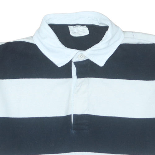 Marks & Spencer Men’s Black White Striped Cotton Polo M