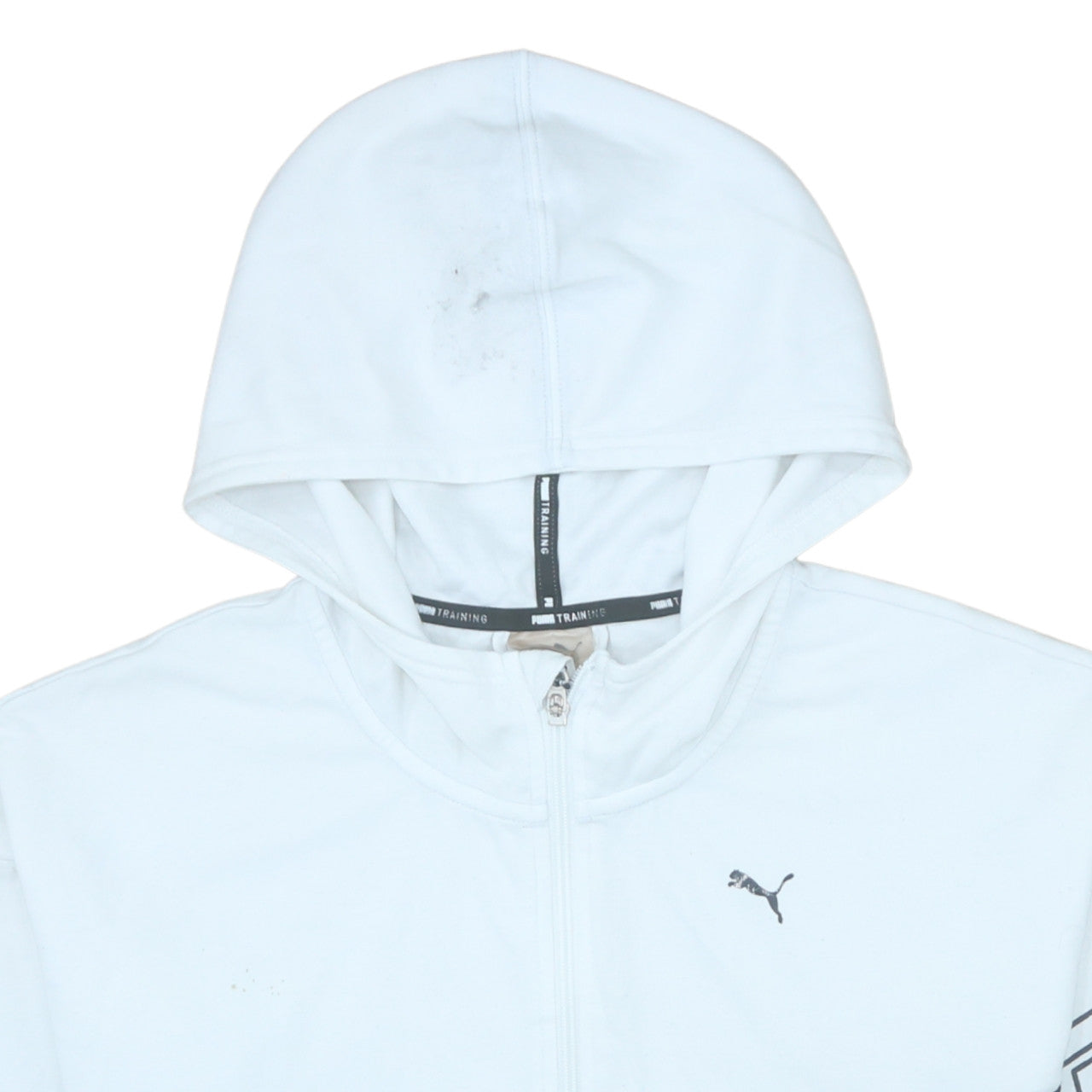 Puma Women White Full Zip Hoodie Sweatshirt Size M Training Logo