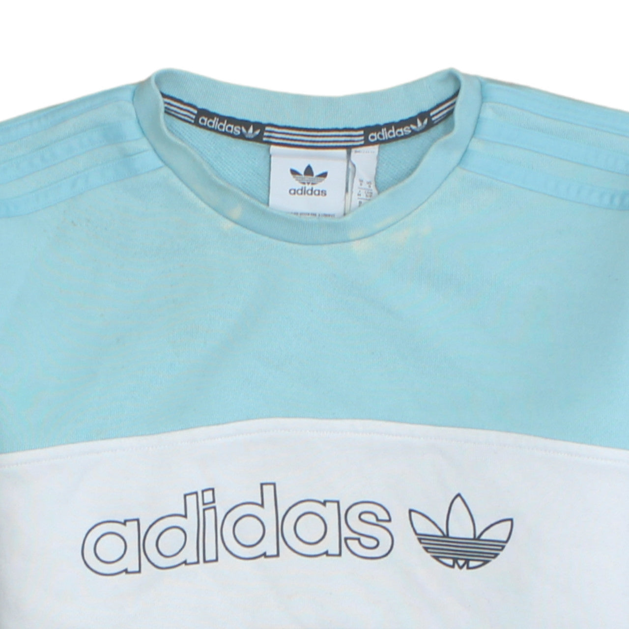 Adidas Mens Blue Colour Block Crew Neck Sweatshirt Small