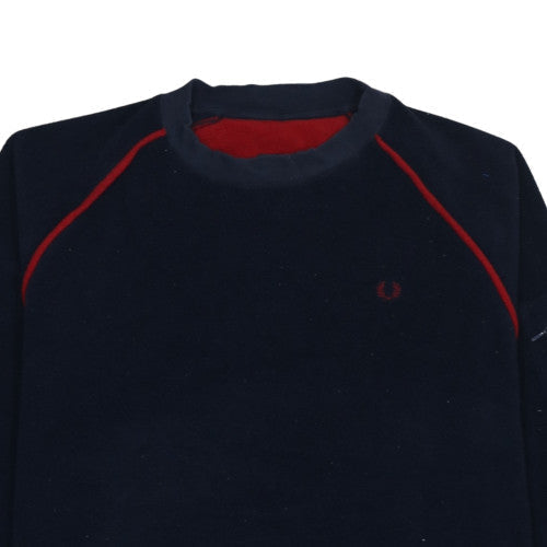 Fred Perry Men's Navy Blue Fleece Sweatshirt XL Crew Neck Pullover