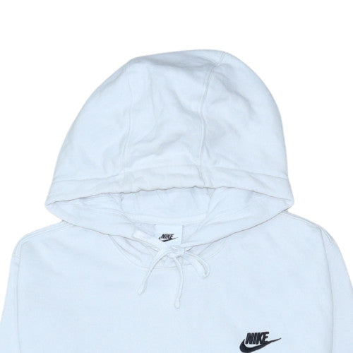 Nike Men's White Pullover Hoodie Small Fleece Logo Sweatshirt