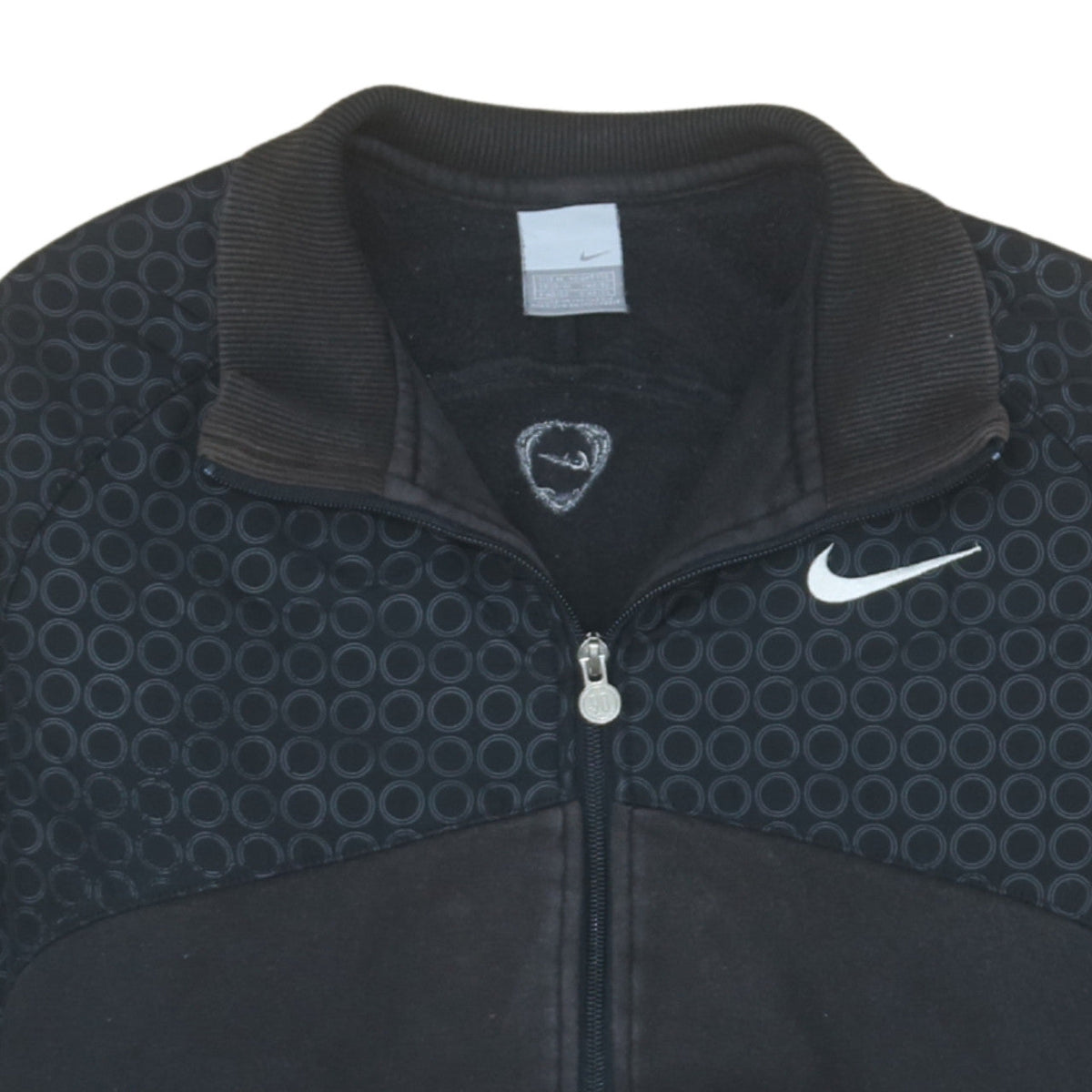 Nike Men's Black Full Zip Fleece Sweatshirt M Geometric Logo