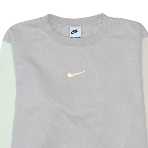 Nike Women Beige Loose Fit Crew Neck Sweatshirt Size S