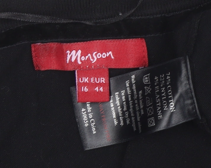 Monsoon Women Black Size 16 Cropped Knit Cardigan