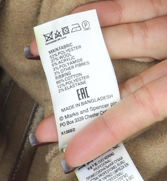 Marks & Spencer Women’s Beige Wool Blend Zip Cape Jacket M
