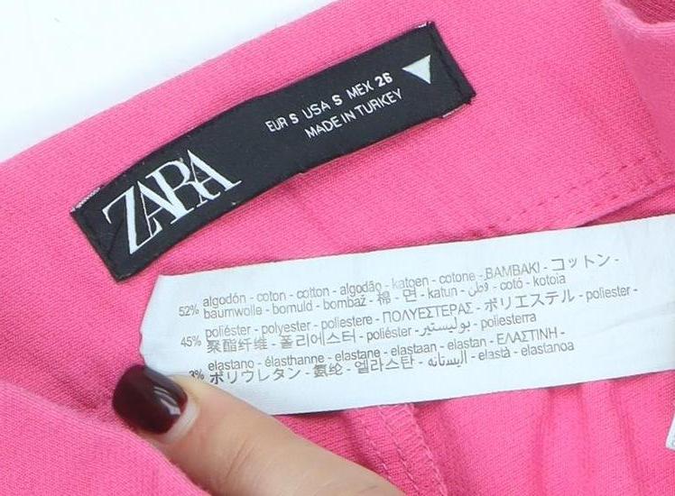 Zara Women's Pink Slim Fit Stretch Trousers Size S