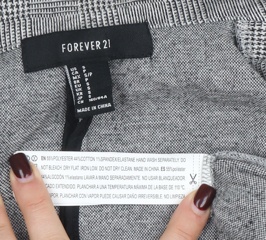 Forever 21 Women Grey Check Blazer Jacket Size S Classic Fit