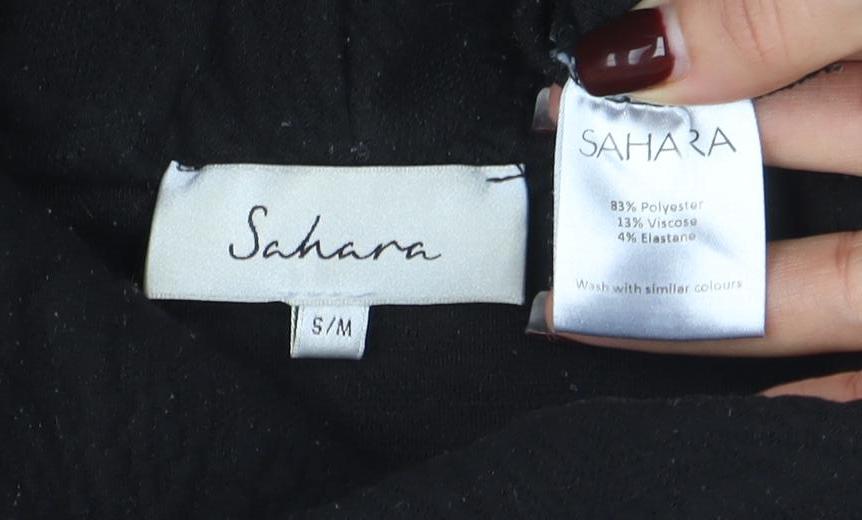Sahara Women Black Roll Neck 3/4 Sleeve Relaxed Tunic Blouse S