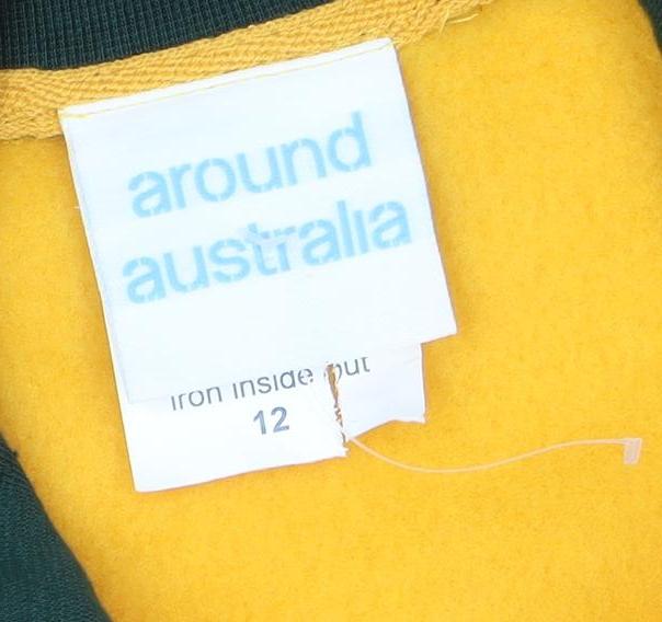 Around Australia Boys Yellow Full Zip Sweatshirt Size 12 Classic Fit