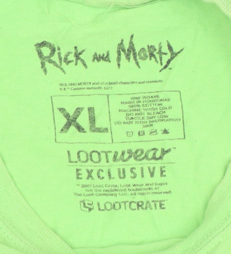 Rick and Morty Lootwear Exclusive Green XL Men's Graphic T-Shirt